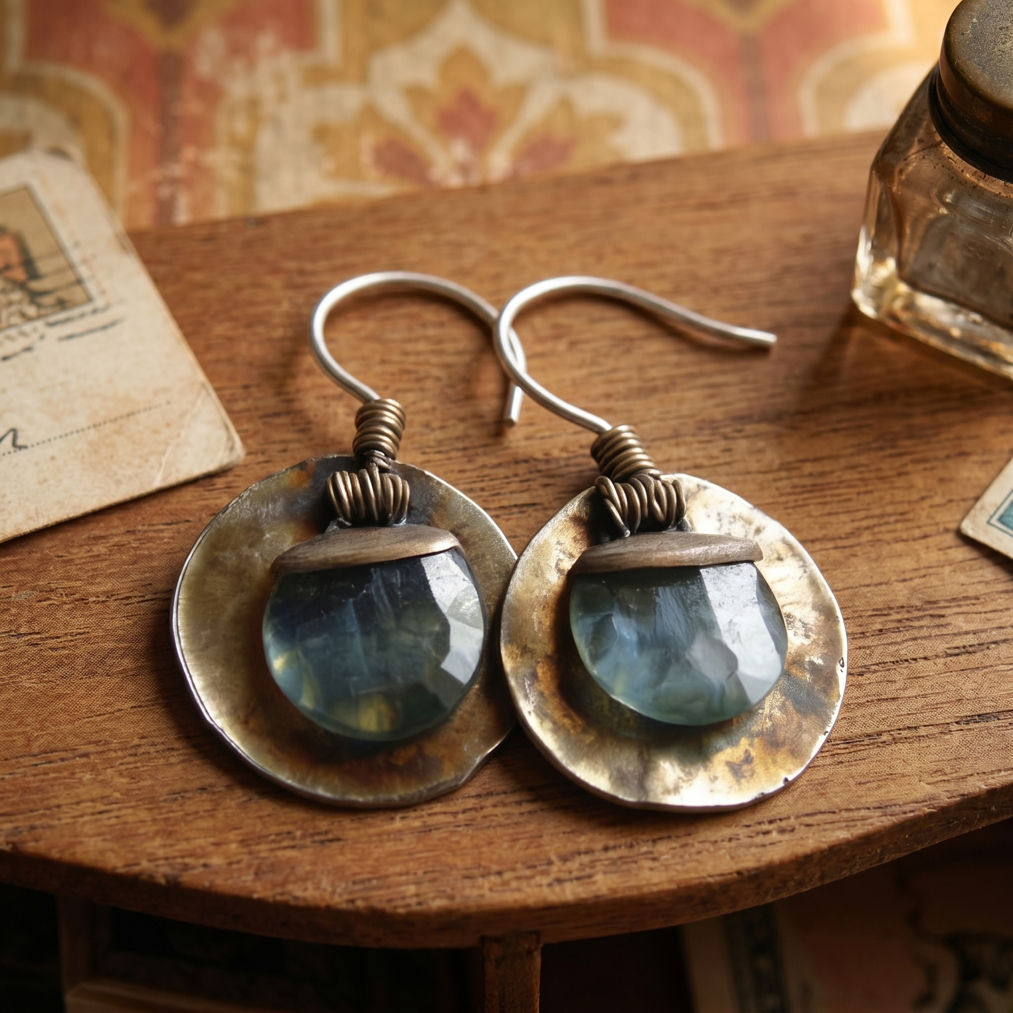 Handcrafted Copper & Labradorite Drop Earrings