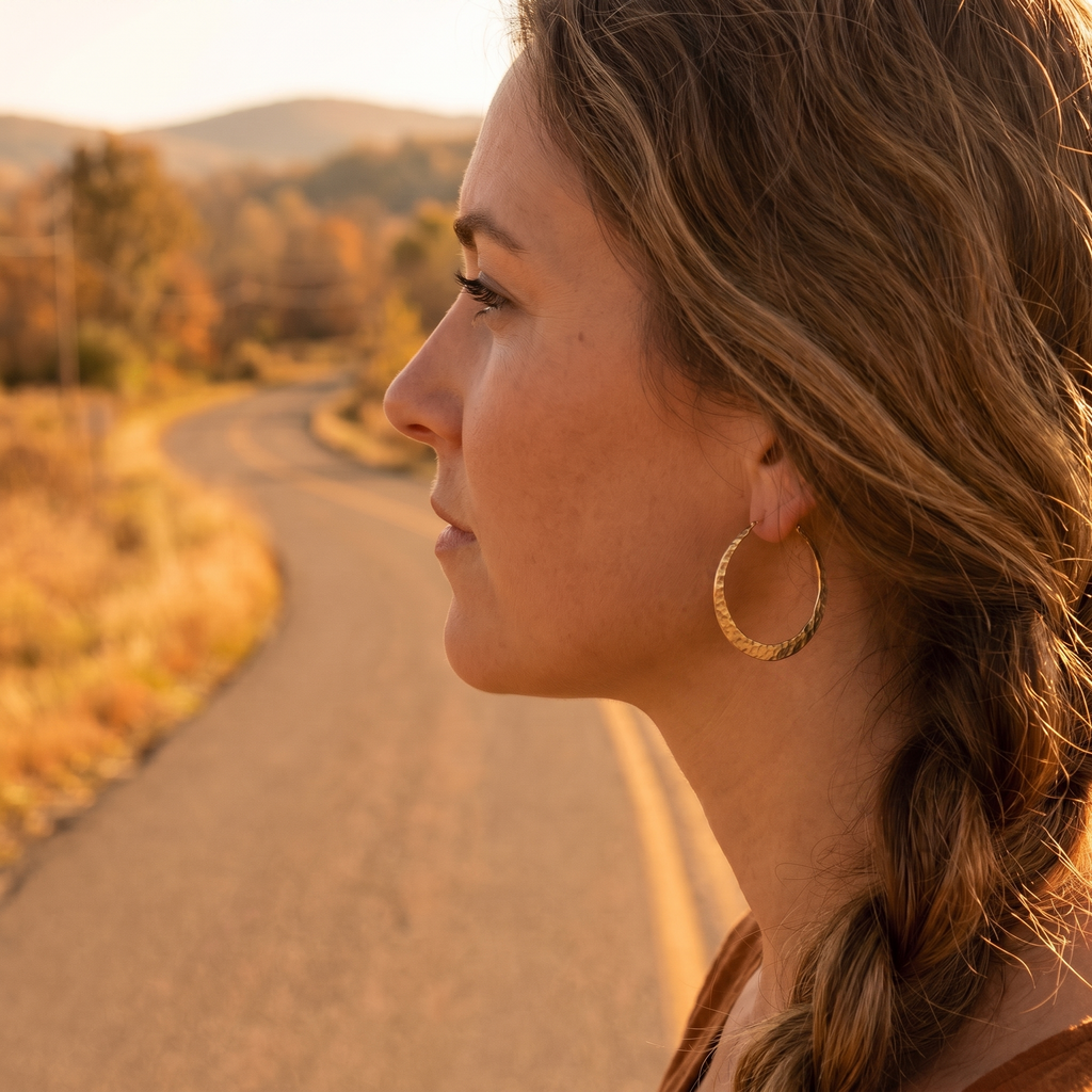 Hammered Sterling Silver Hoop Earrings
