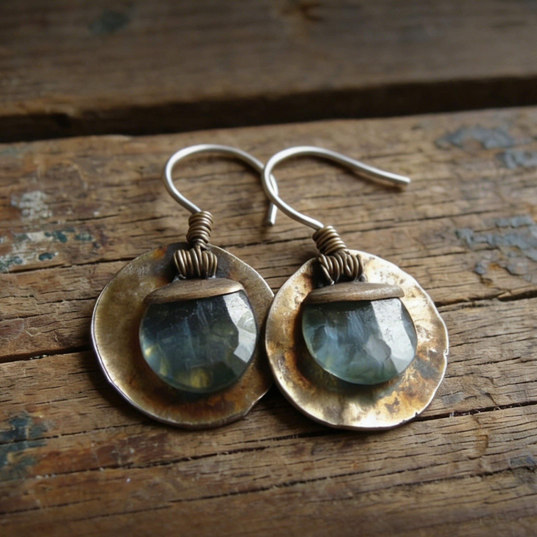 Handcrafted Copper & Labradorite Drop Earrings