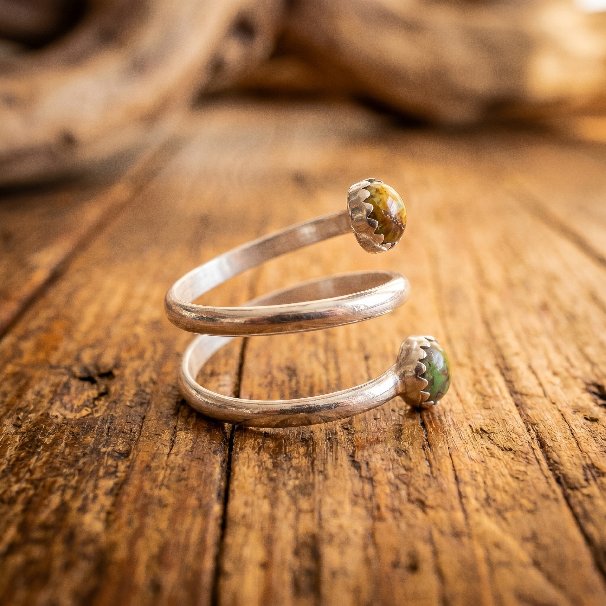 Desert Sage Royston Turquoise Spiral Ring