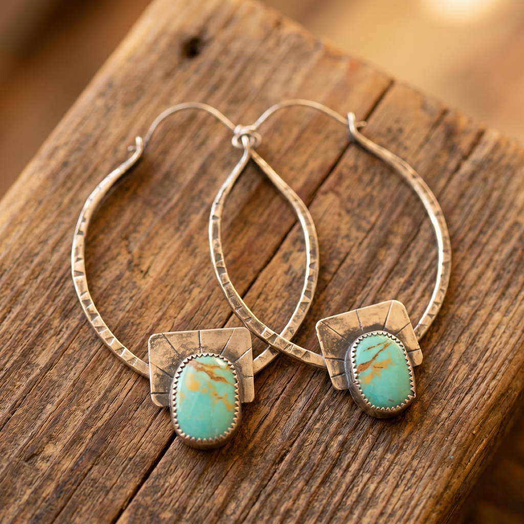 Golden Mesa Turquoise Hoop Earrings