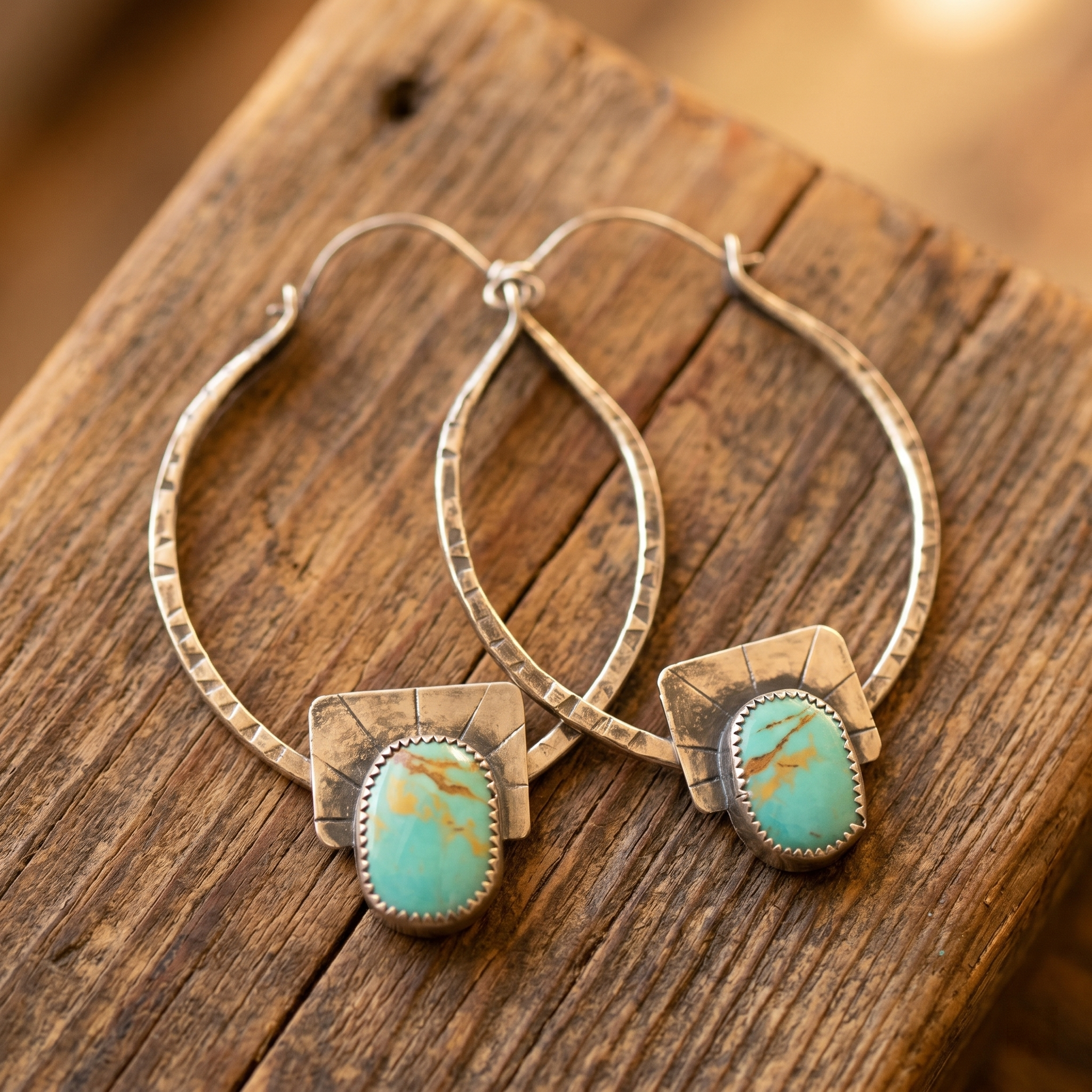 Golden Mesa Turquoise Hoop Earrings