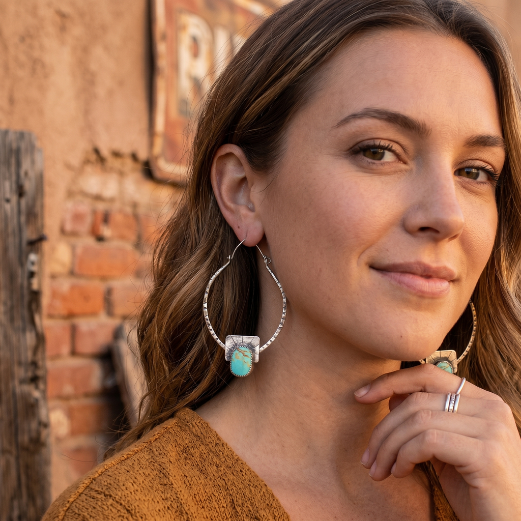 Golden Mesa Turquoise Hoop Earrings
