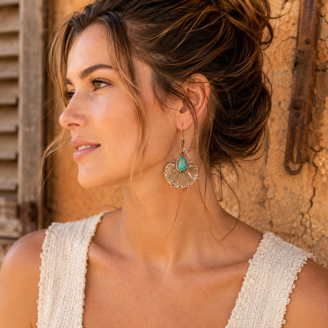 Handcrafted Royston Turquoise Silver Earrings for Women