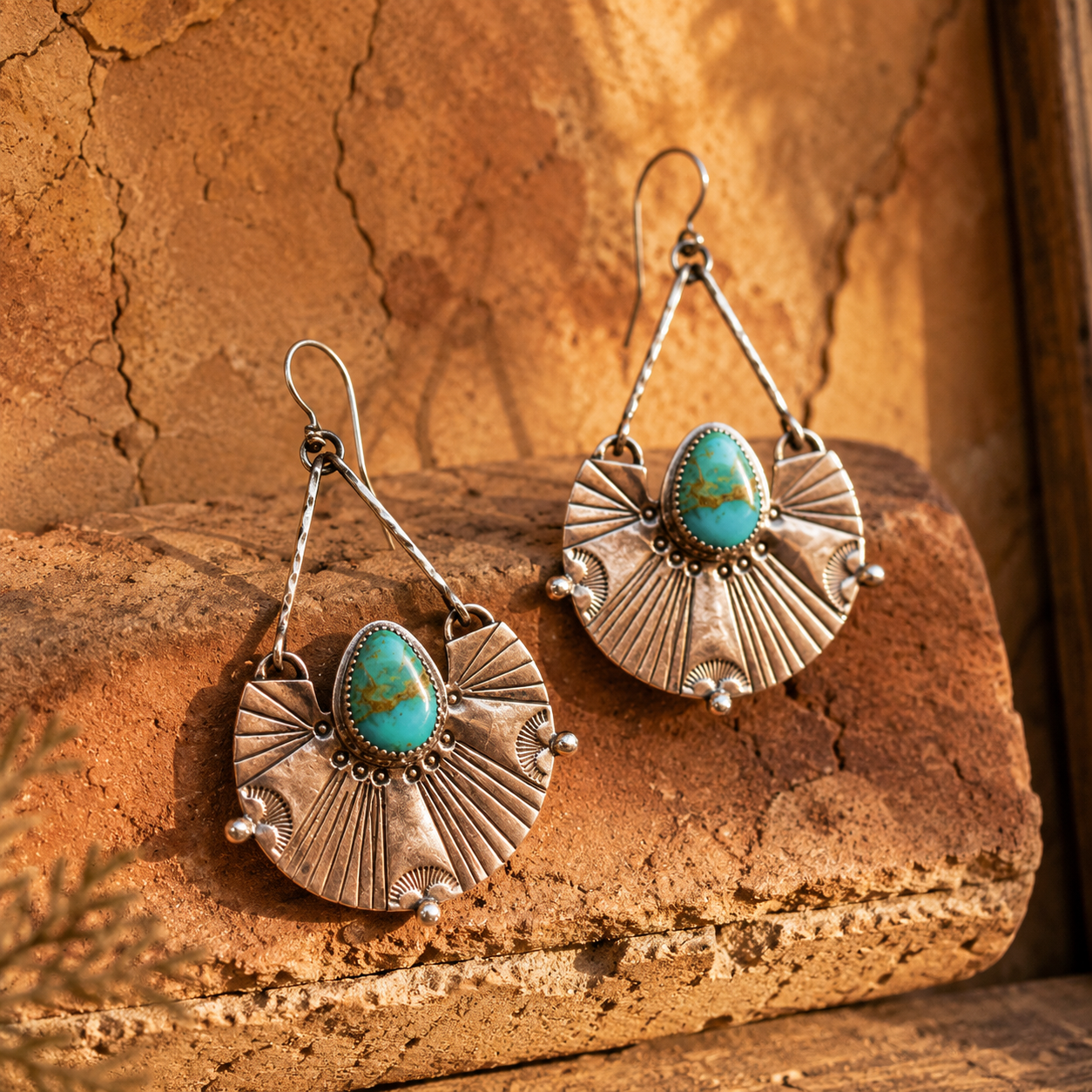 Handcrafted Royston Turquoise Silver Earrings for Women