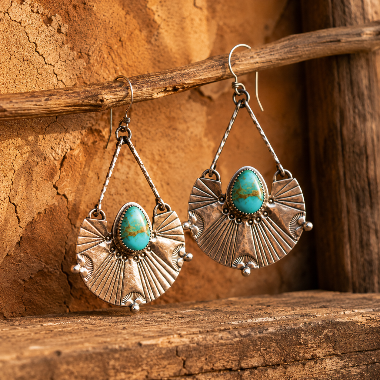 Handcrafted Royston Turquoise Silver Earrings for Women