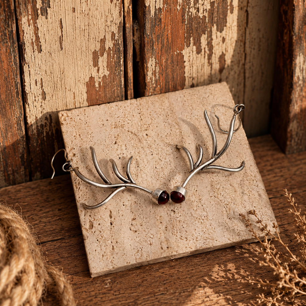 Handmade Sterling Silver Garnet Earrings for Women – Artisan Western Boho Jewelry