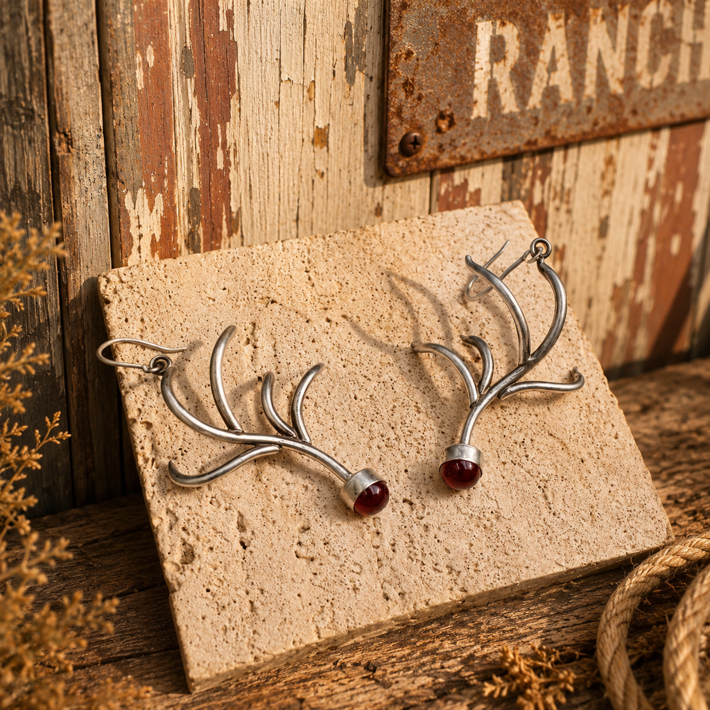 Handmade Sterling Silver Garnet Earrings for Women – Artisan Western Boho Jewelry
