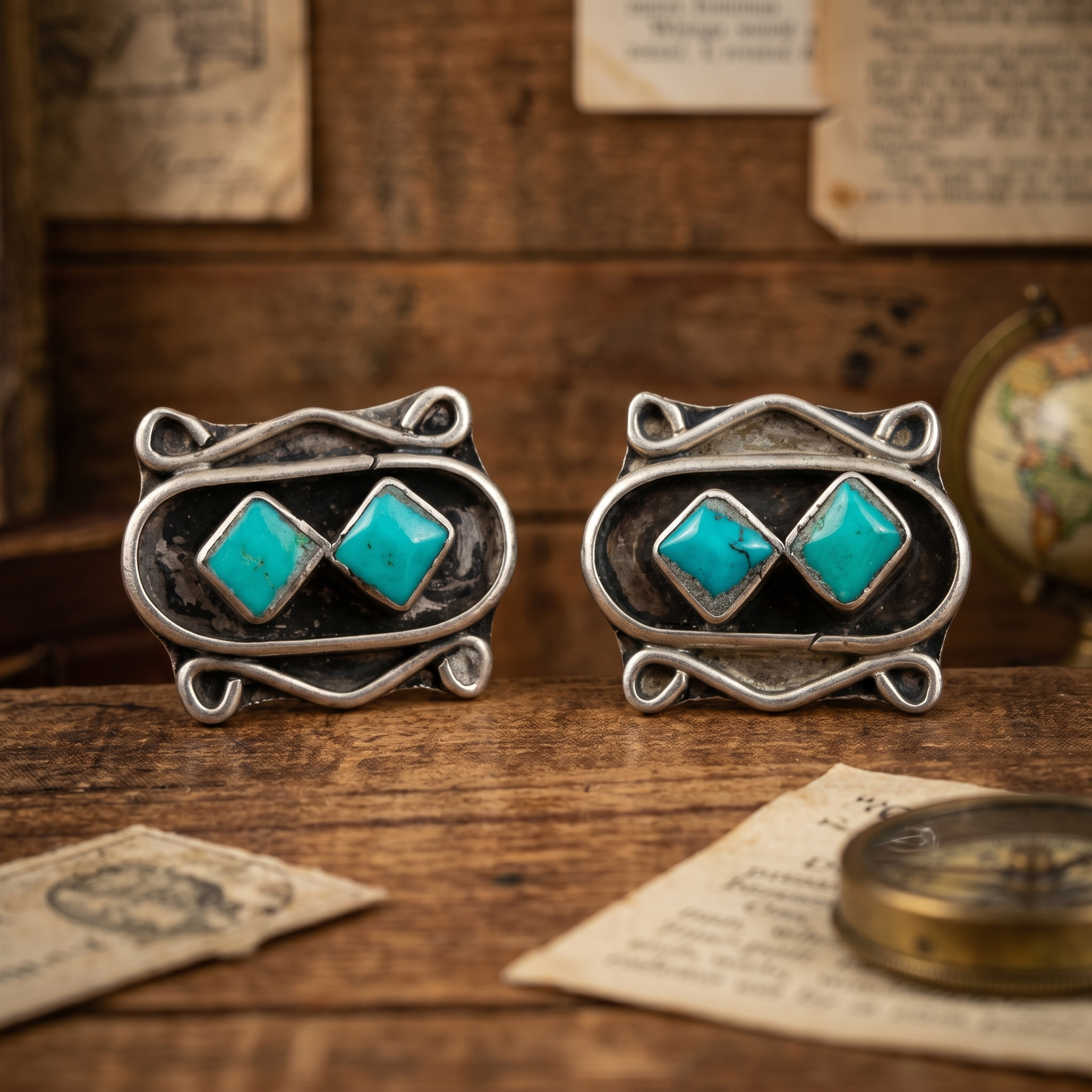 Handcrafted Sterling Silver Turquoise Stud Earrings