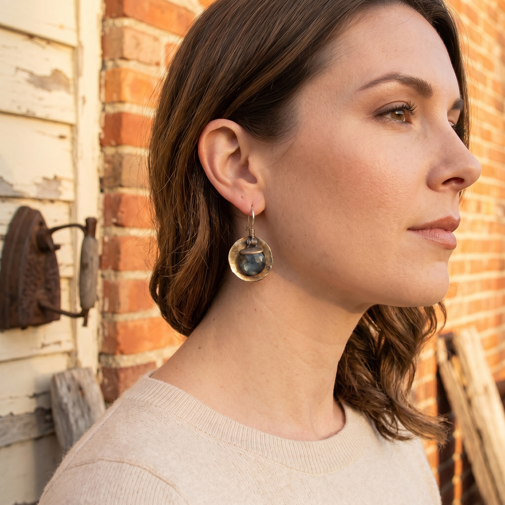 Handcrafted Copper & Labradorite Drop Earrings