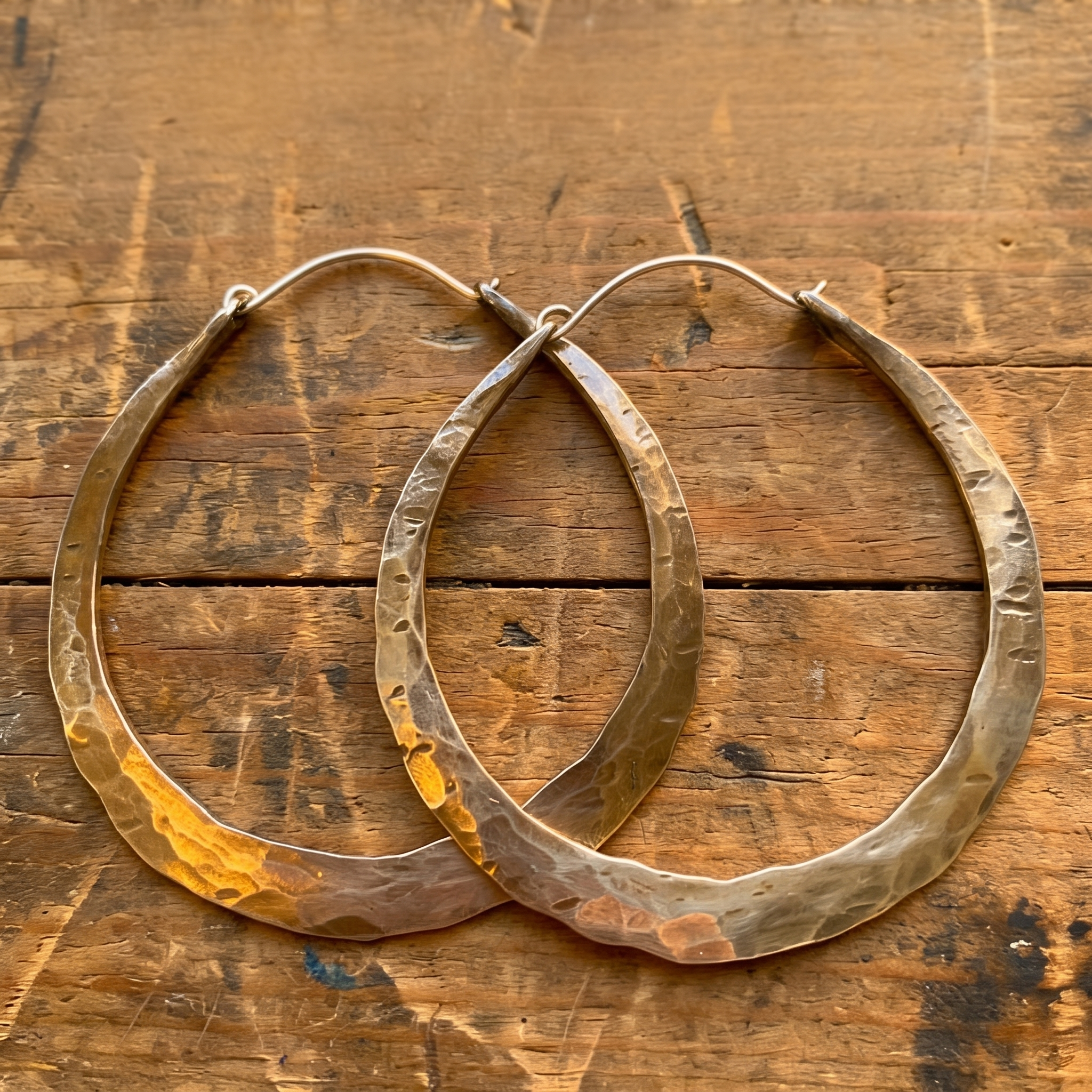 Hammered Sterling Silver Hoop Earrings