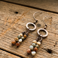 Handmade Copper & Natural Stone Dangle Earrings
