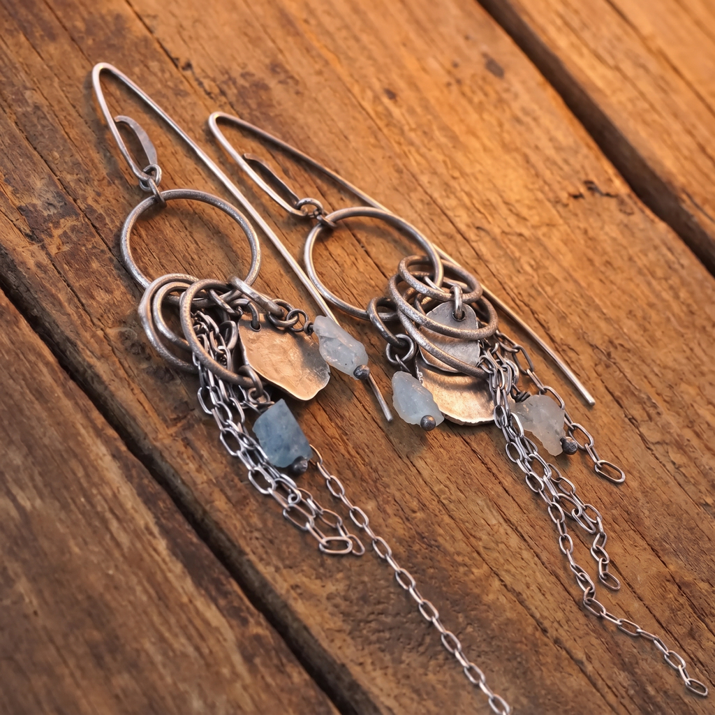 Handcrafted Sterling Silver Aquamarine Dangle Earrings