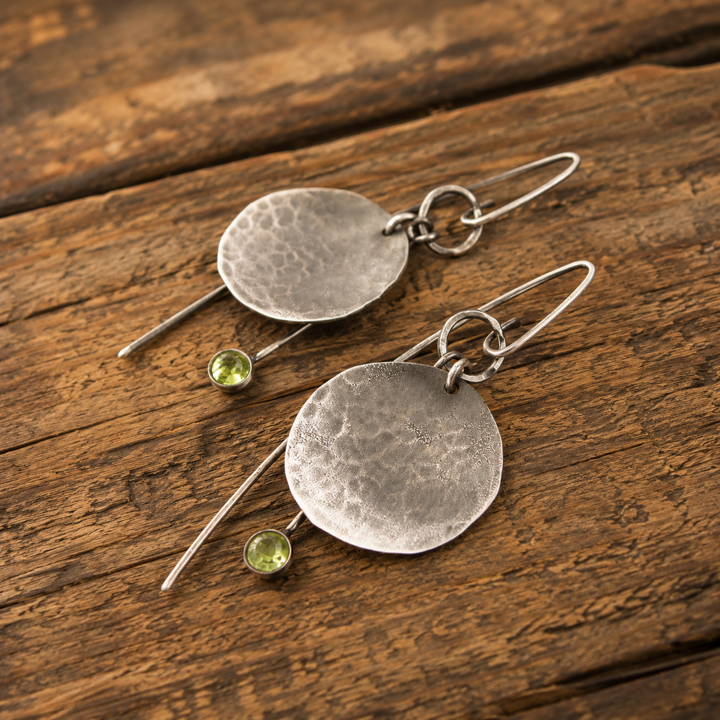 Handmade Sterling Silver Peridot Earrings