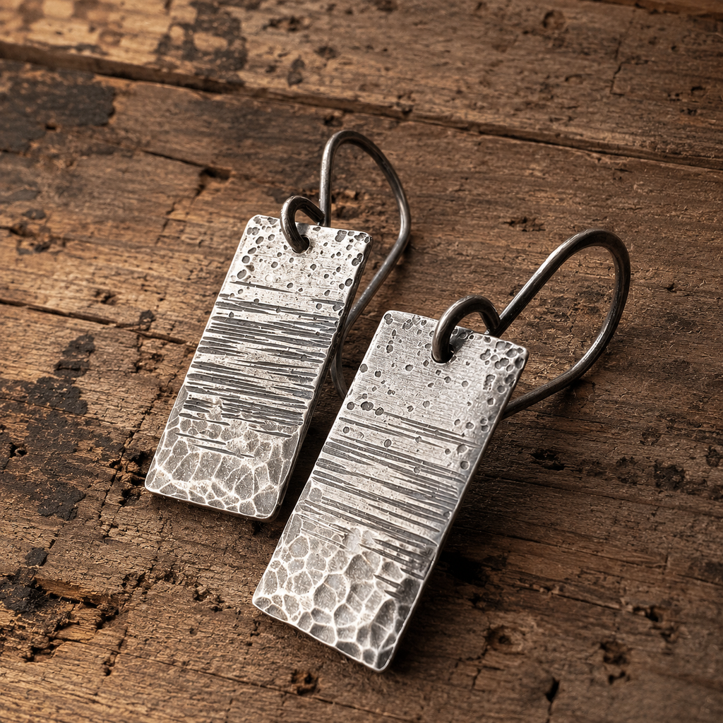 Hammered Sterling Silver Personalized Earrings