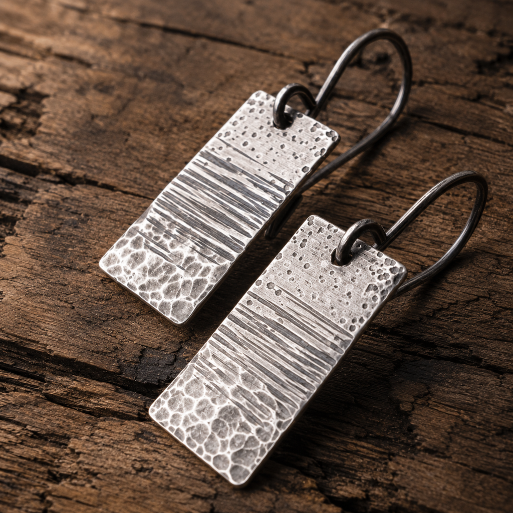 Hammered Sterling Silver Personalized Earrings