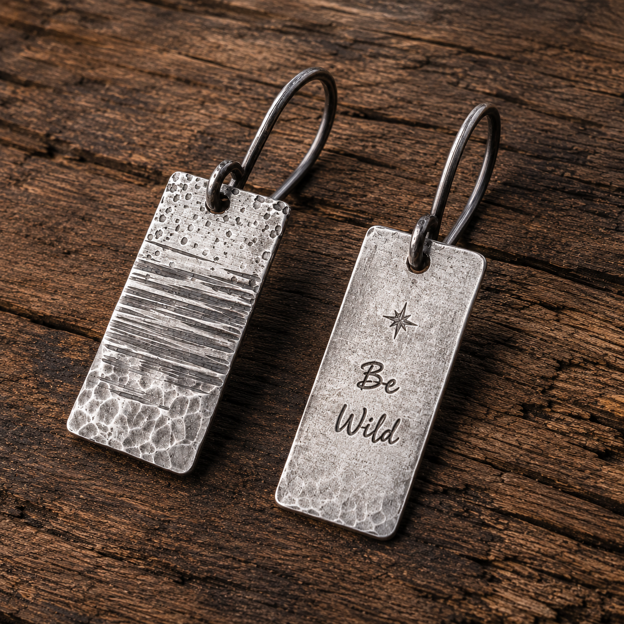 Hammered Sterling Silver Personalized Earrings