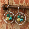 Sterling Silver Gemstone Cluster Hoop Earrings