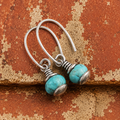 Hammered Sterling Silver Turquoise Earrings