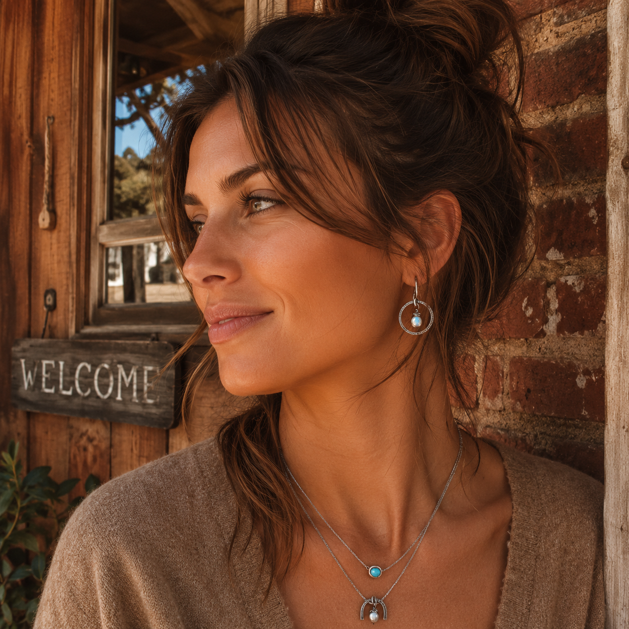 Hammered Sterling Silver Opal Earrings