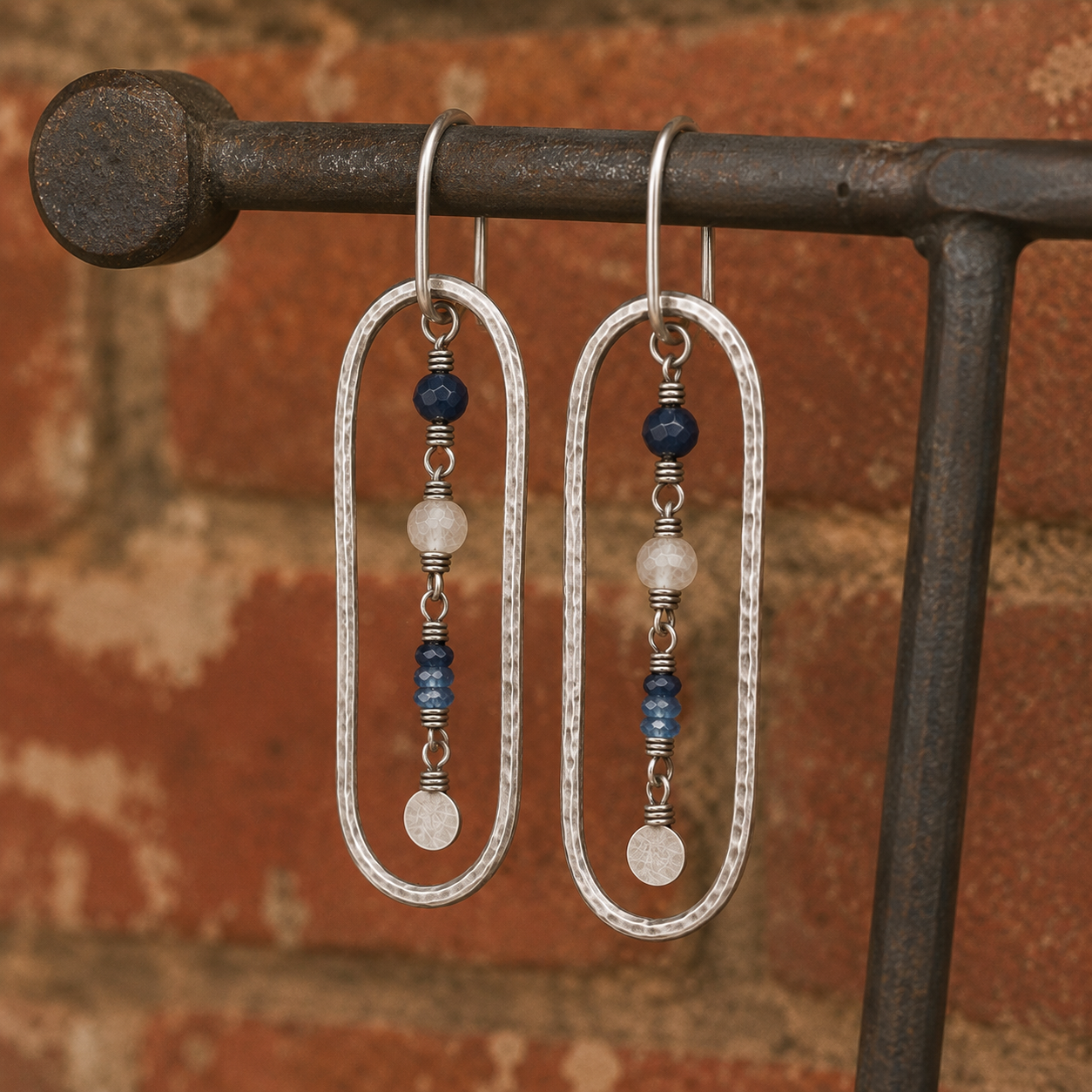 Hammered Sterling Silver Apatite & Labradorite Earrings