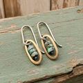 Hammered Sterling Silver Turquoise Bead Earrings