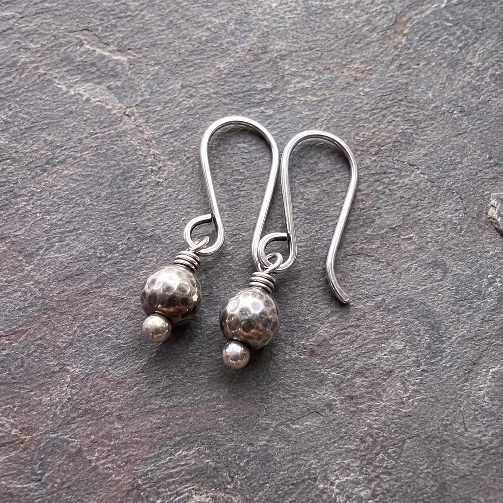 Hand Hammered Sterling Silver Drop Earrings