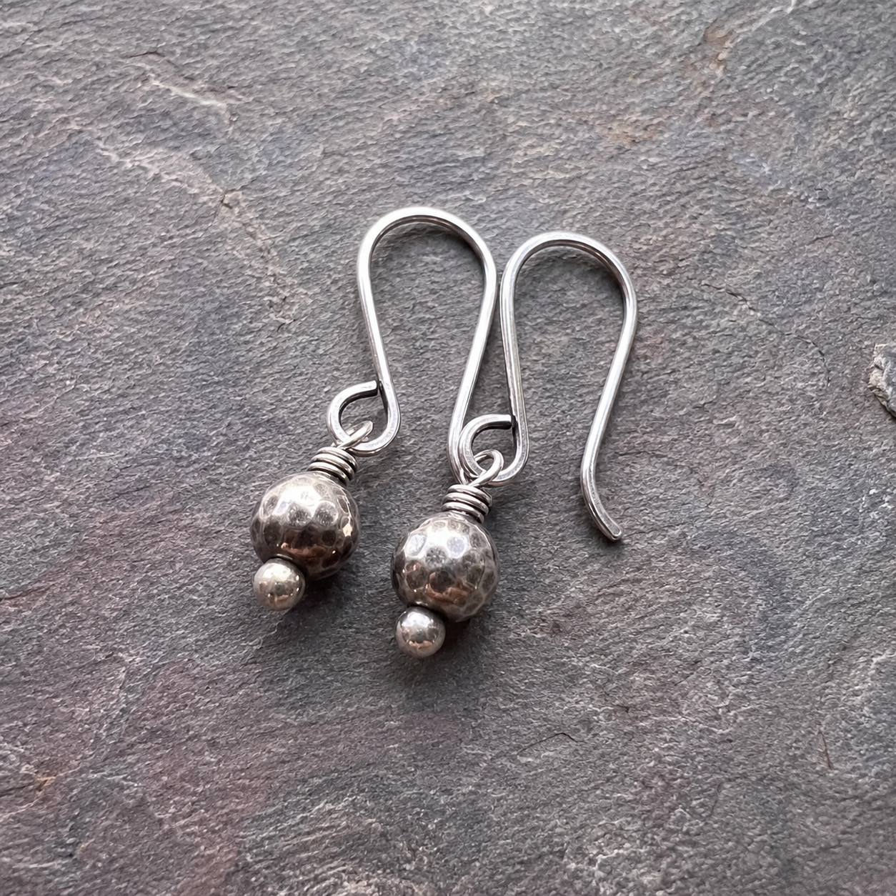 Hand Hammered Sterling Silver Drop Earrings