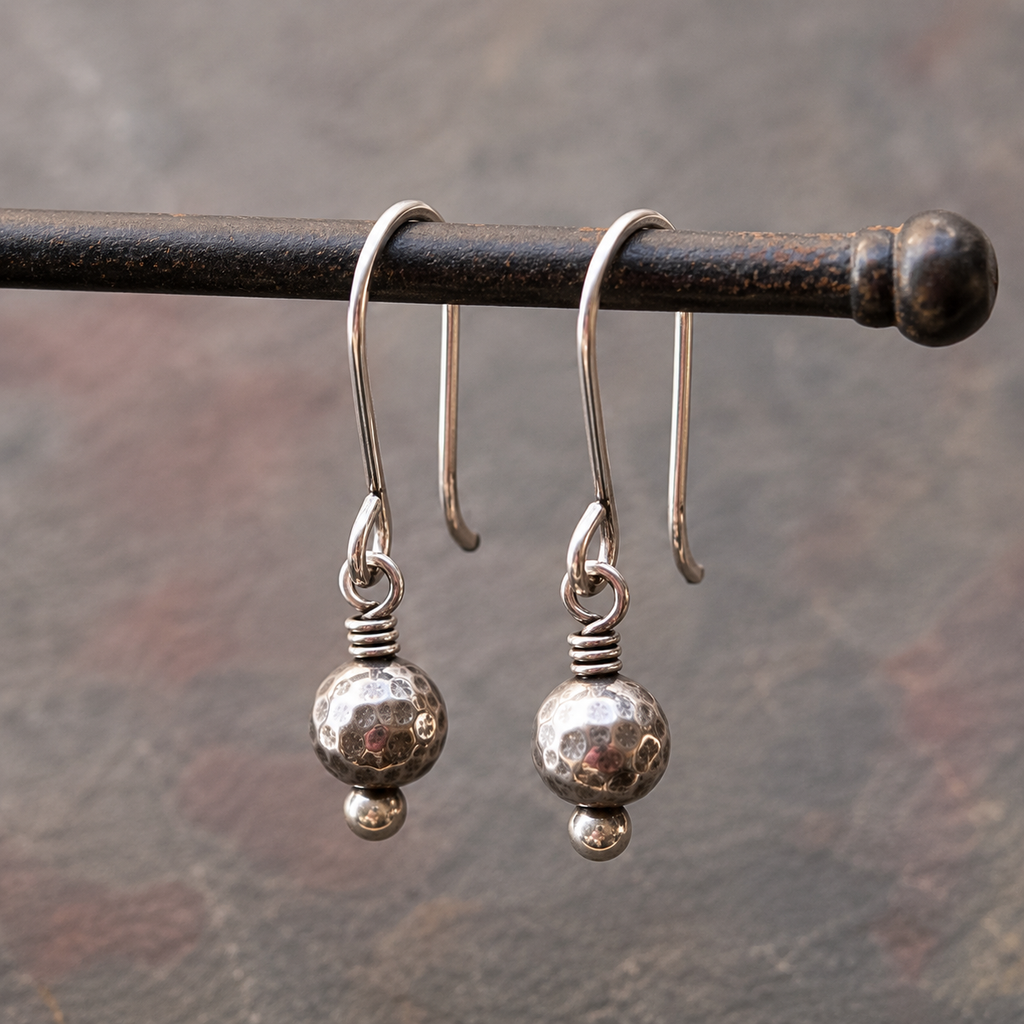 Hand Hammered Sterling Silver Drop Earrings