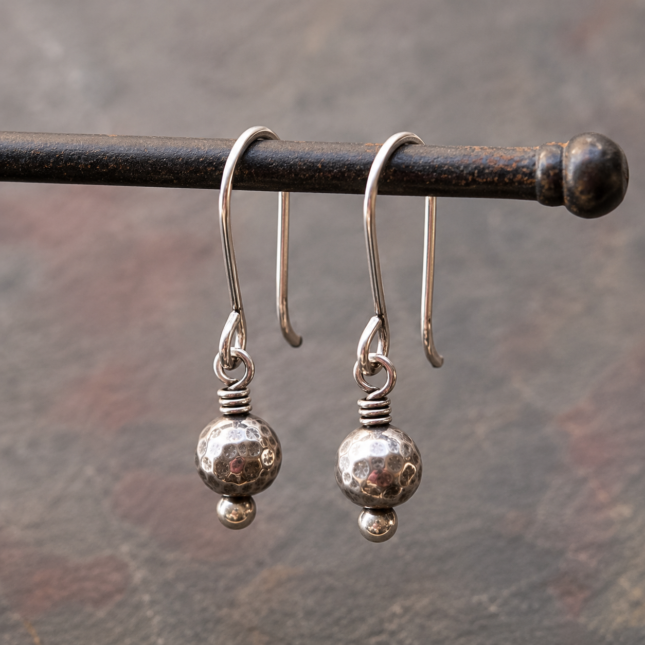Hand Hammered Sterling Silver Drop Earrings