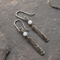 Hand Hammered Sterling Silver Opal Earrings