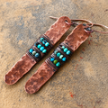 Handmade Hammered Copper Turquoise Earrings