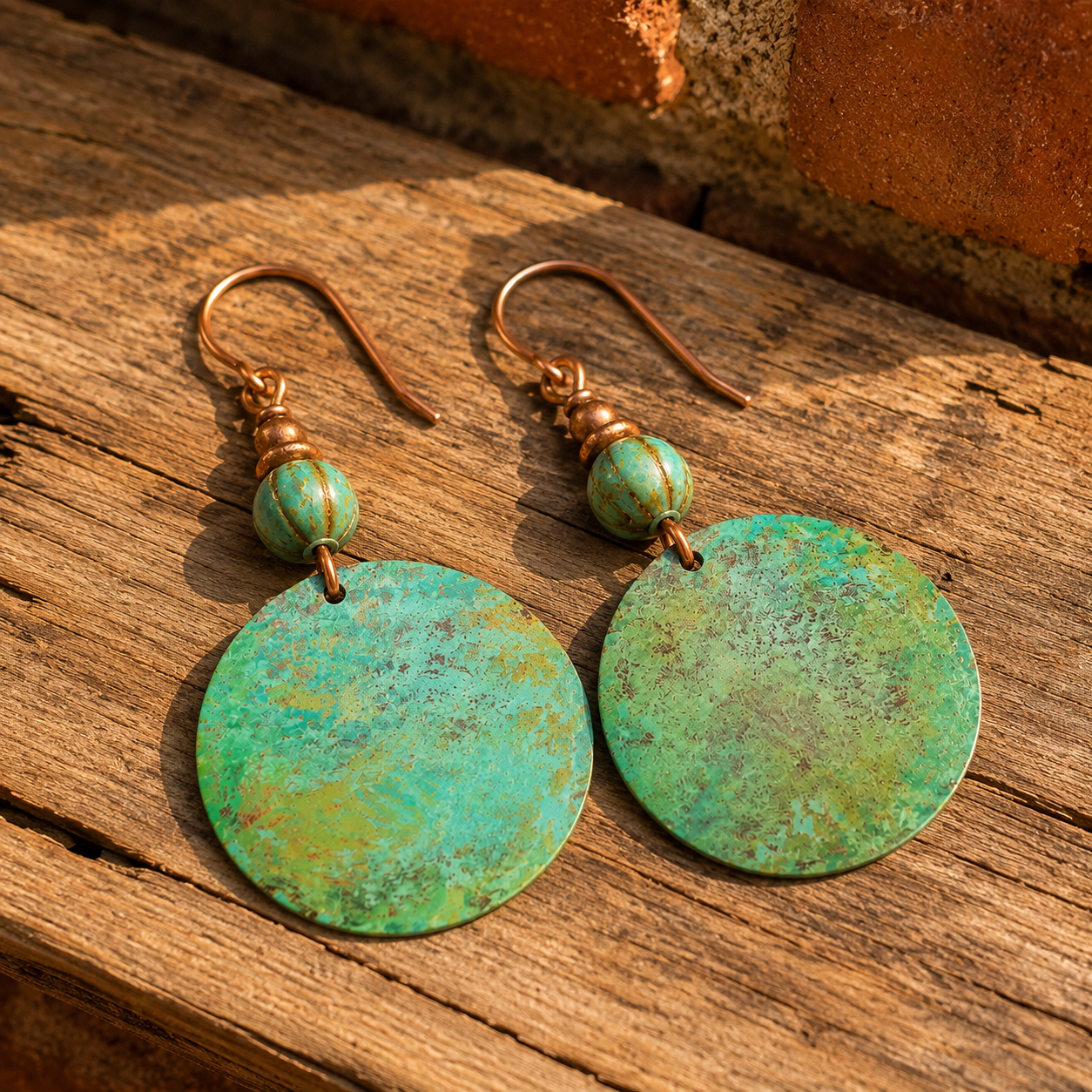 Handmade Verdigris Copper Earrings