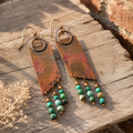 Handmade Hammered Copper Turquoise Earrings