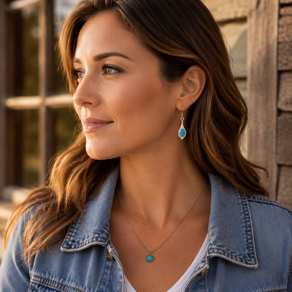 Handmade Sterling Silver Kingman Turquoise Earrings