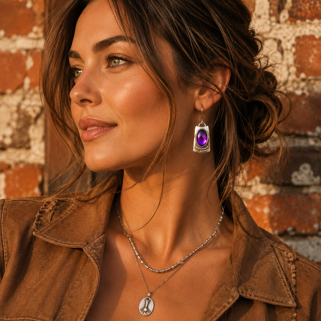 Handmade Sterling Silver Amethyst Earrings