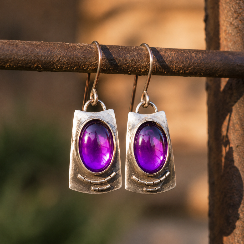 Handmade Sterling Silver Amethyst Earrings