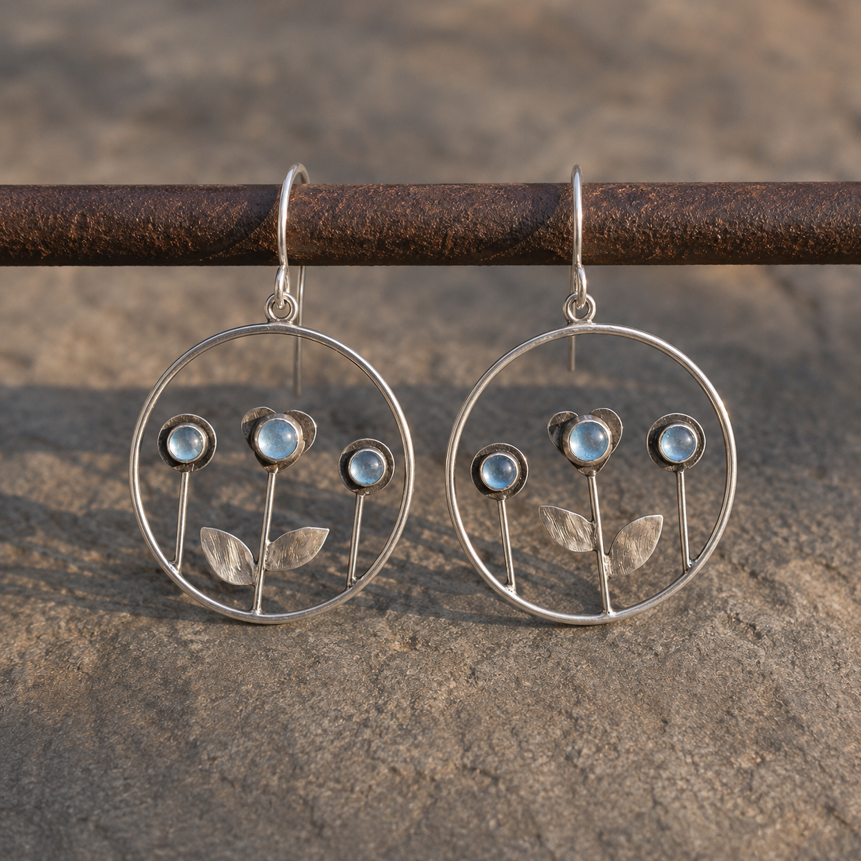 Handmade Sterling Silver Moonstone Earrings