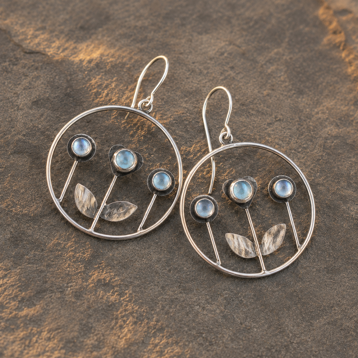 Handmade Sterling Silver Moonstone Earrings