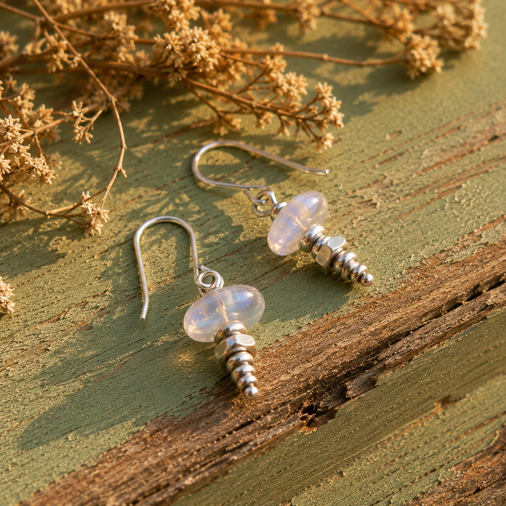 Handmade Sterling Silver Moonstone Earrings