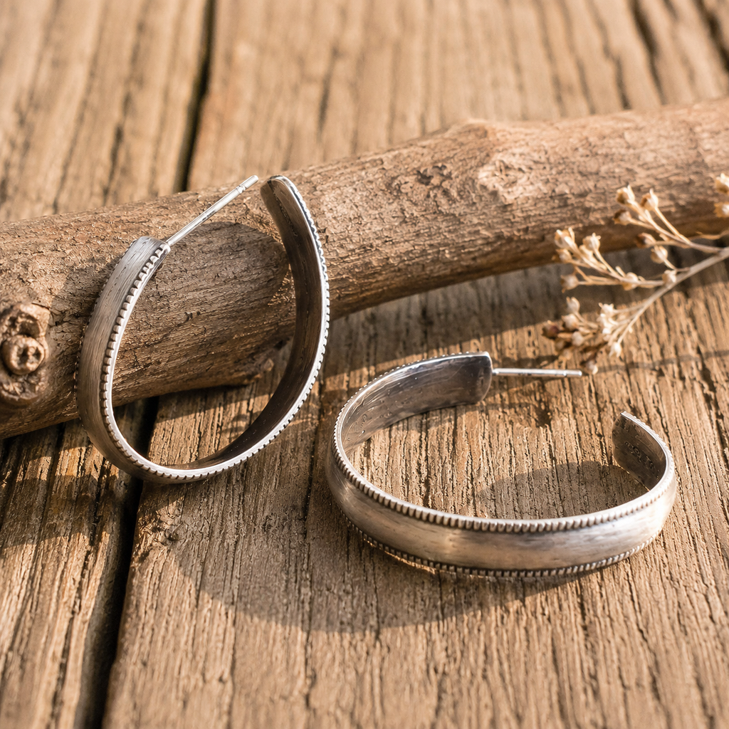 Handmade Sterling Silver Hoop Earrings