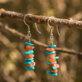 Handmade Sterling Silver Turquoise & Red Agate Earrings