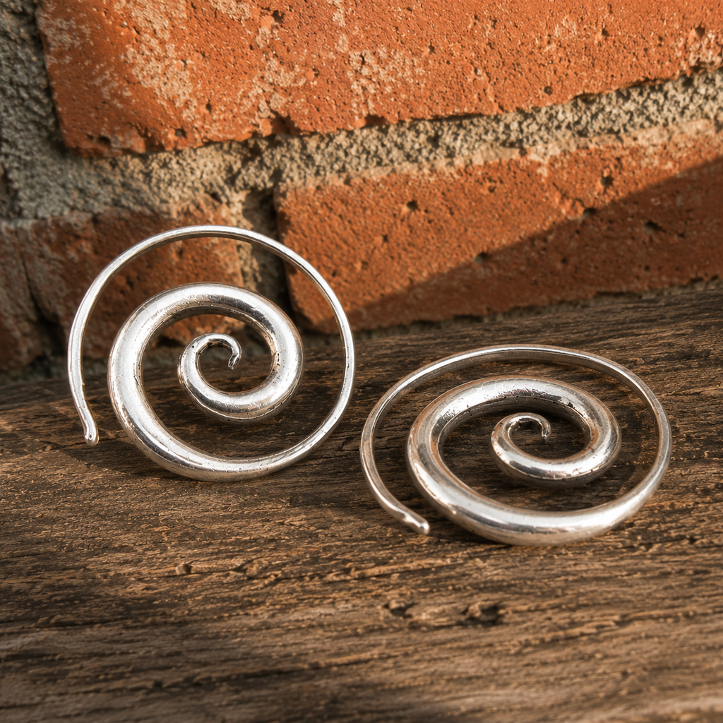 Handmade Sterling Silver Spiral Earrings