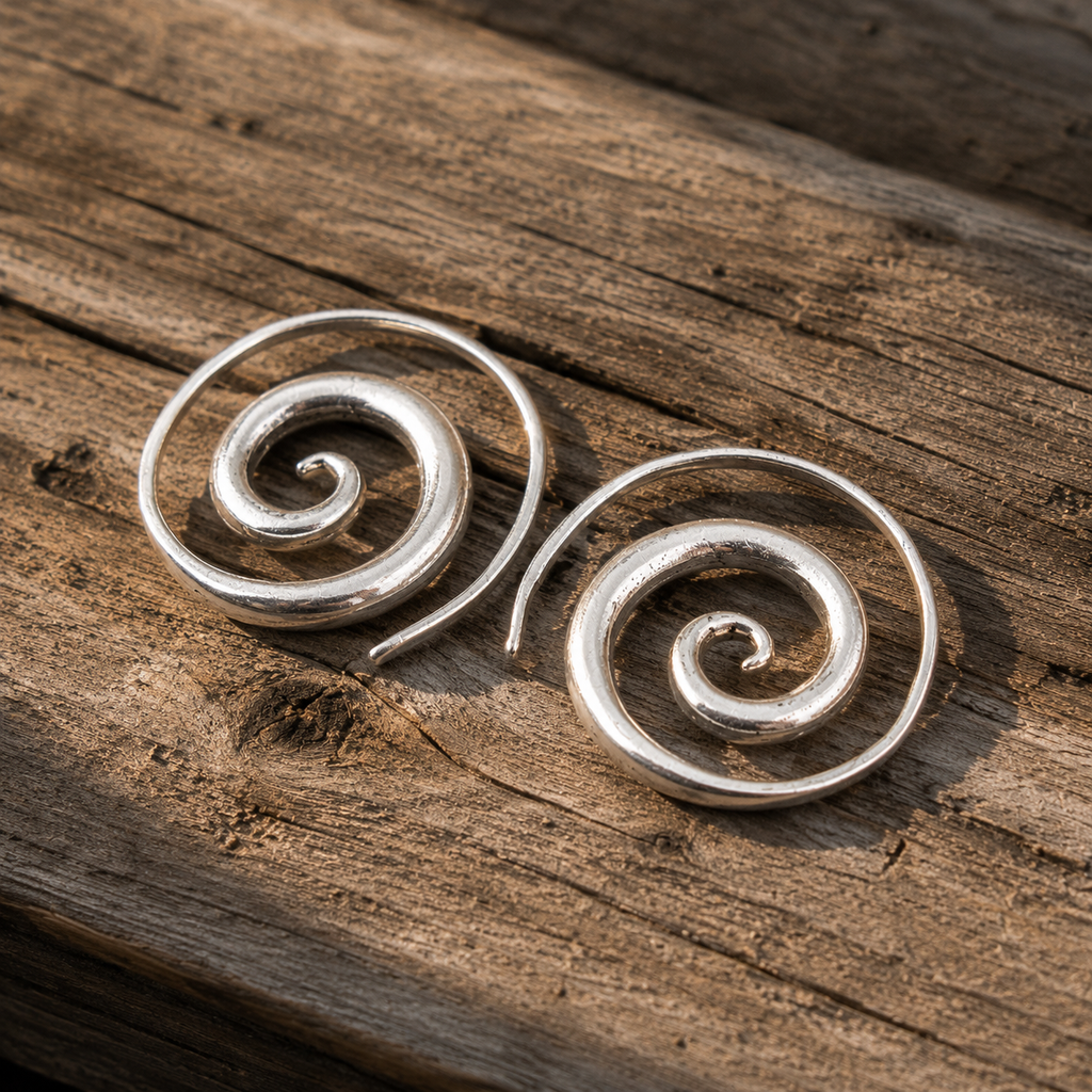 Handmade Sterling Silver Spiral Earrings