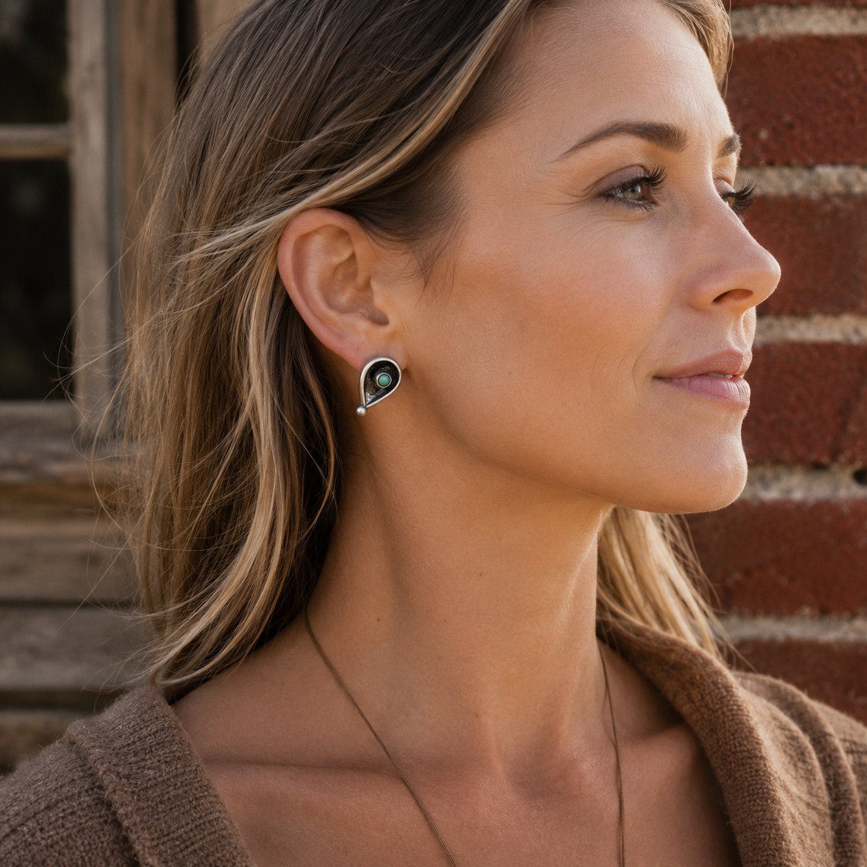 Handmade Sterling Silver Turquoise Stud Earrings