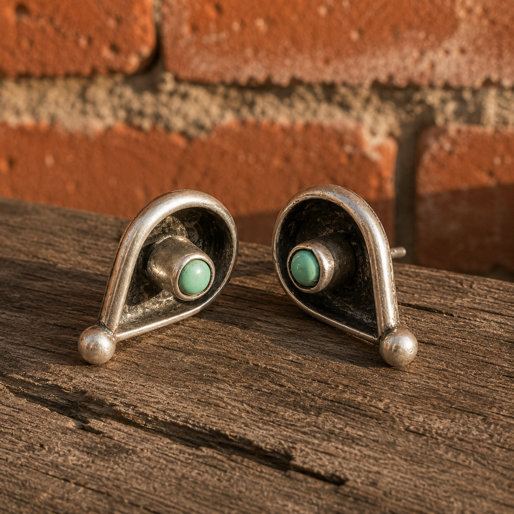 Handmade Sterling Silver Turquoise Stud Earrings