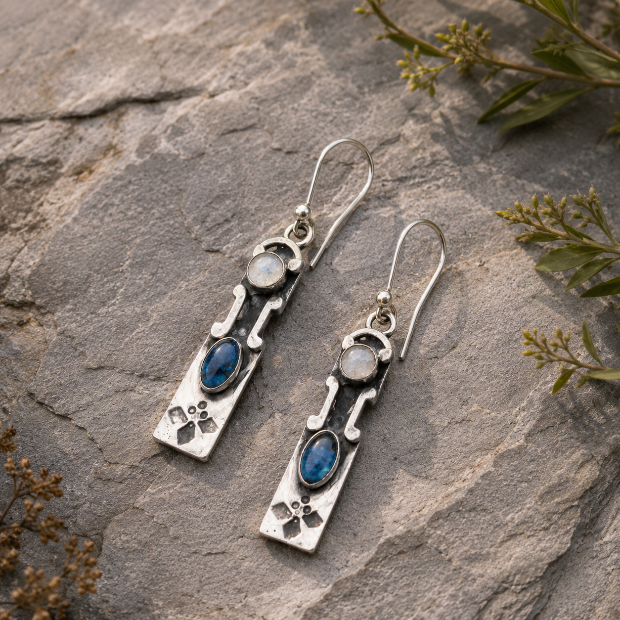 Handcrafted Sterling Silver Apatite & Moonstone Earrings