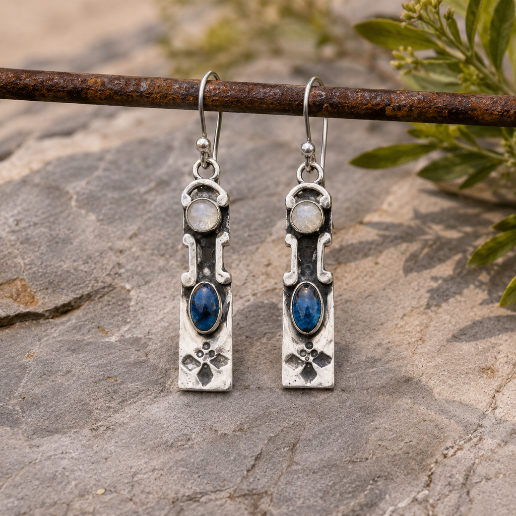 Handcrafted Sterling Silver Apatite & Moonstone Earrings