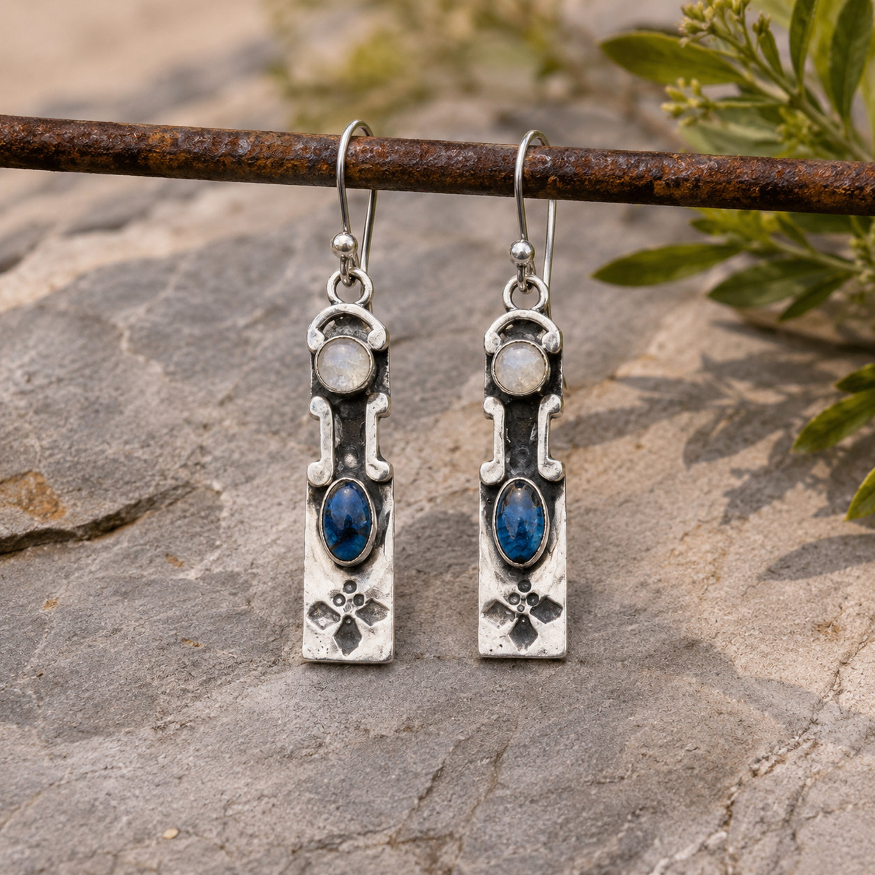 Handcrafted Sterling Silver Apatite & Moonstone Earrings