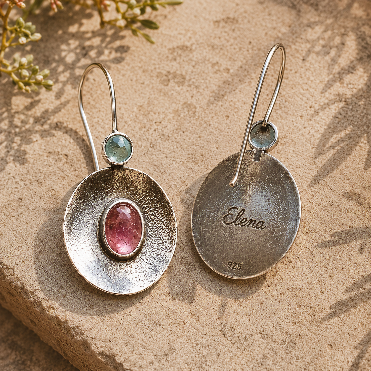 Handcrafted  Sterling Silver Natural Crystal Earrings